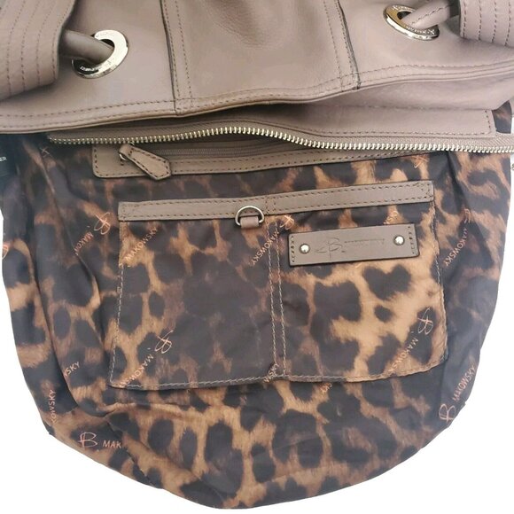 B Makowsky 100% Genuine Leather Hobo Shoulder Bag Taupe Designer Classic… - Picture 13 of 15